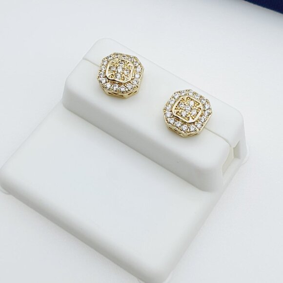 14K Gold Plated Cubic Zircon Earrings, INUS1BR319 - Picture 8 of 10